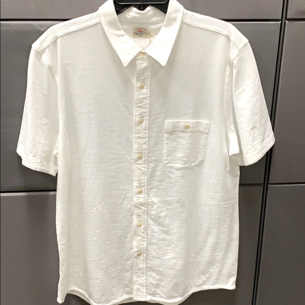 Faherty Mens Short Sleeve Knit Seasons Shirt,Large